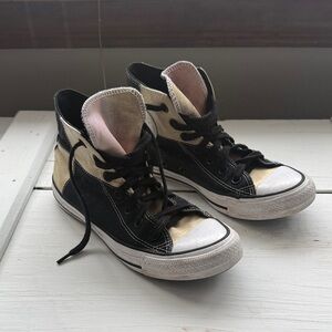 Converse Black and Cream High-Top Sneakers